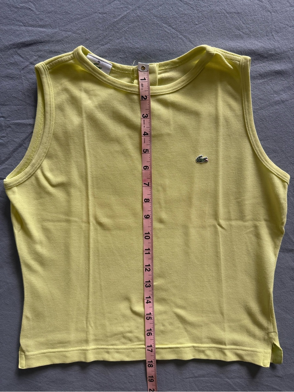 Vintage Lacoste Acid Green Cropped Tank Top Size 40 - small - Picture 6 of 6